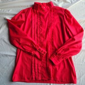 Vintage Miss Fashionality Vibrant Pink Blouse 70s 80s Pintuck Victorian Barbie